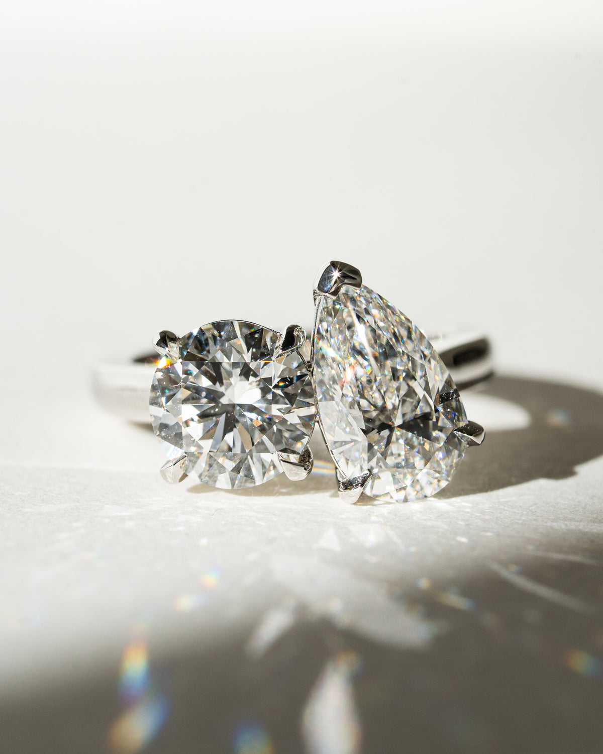 Toi et Moi Pear & Round Diamond Ring