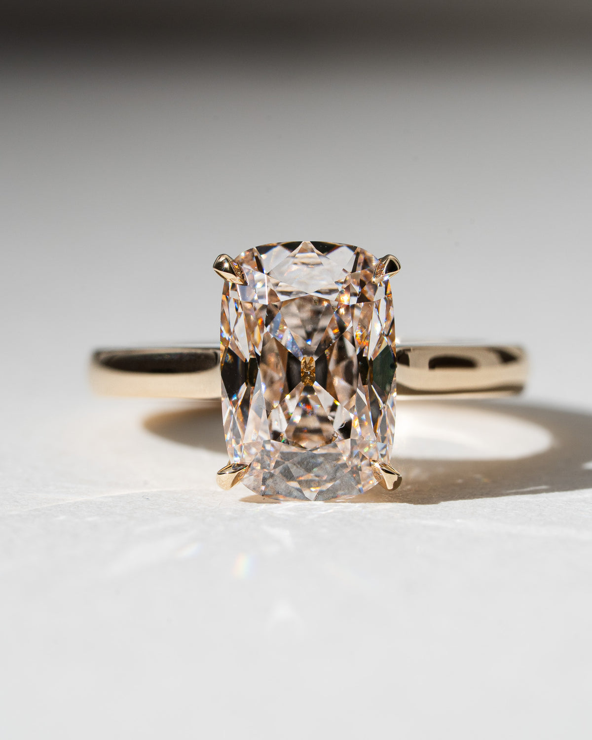Champagne Old mine cut Diamond Solitaire