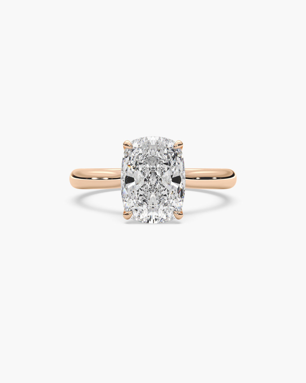 Lian Overlapping Floral cushion solitaire engagement ring in 18k rose gold, top view
