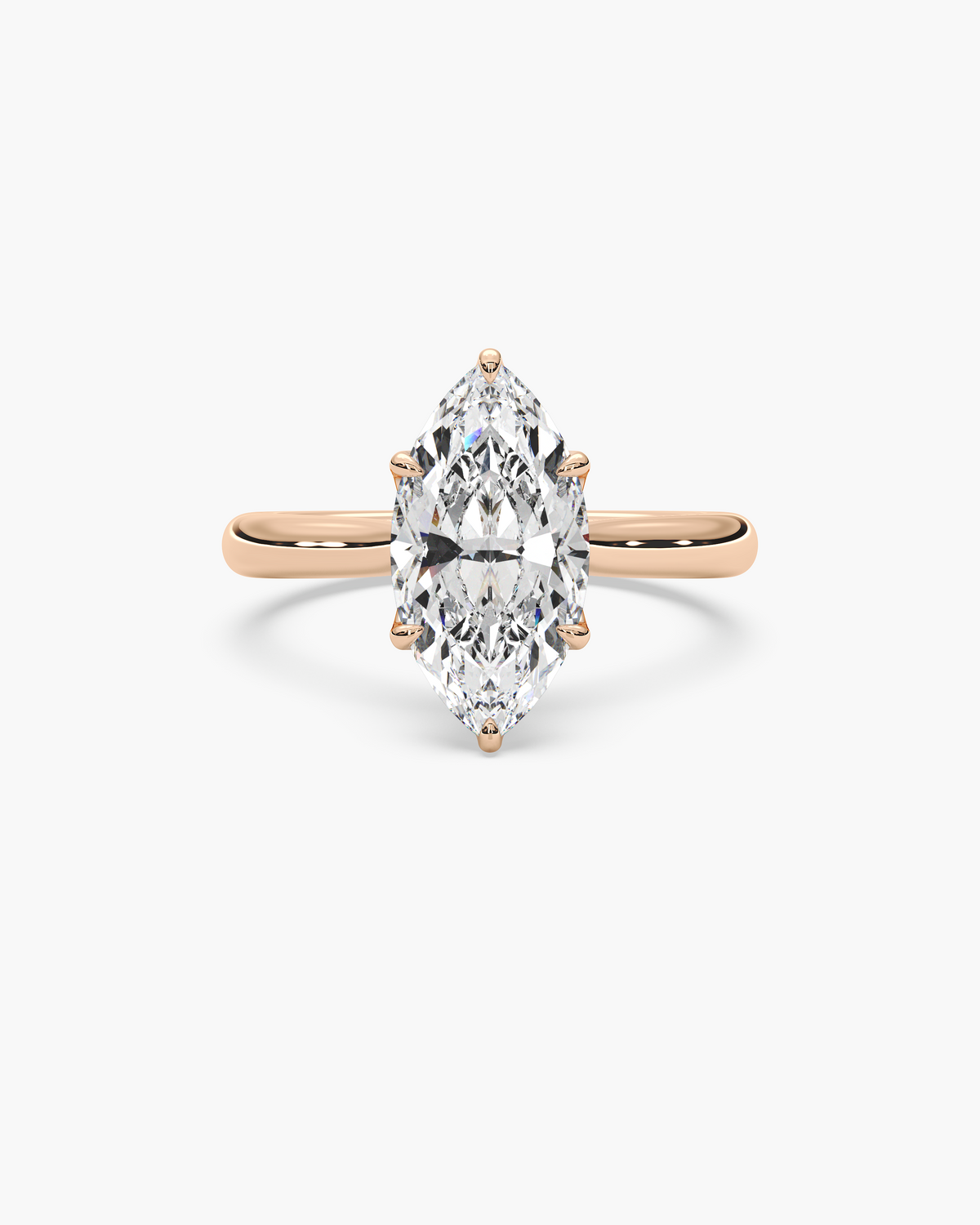 Lian Overlapping Floral marquise solitaire engagement ring in 18k rose gold, top view