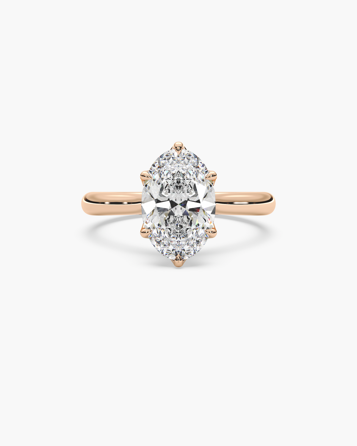 Lian Overlapping Floral oval solitaire engagement ring in 18k rose gold, top view