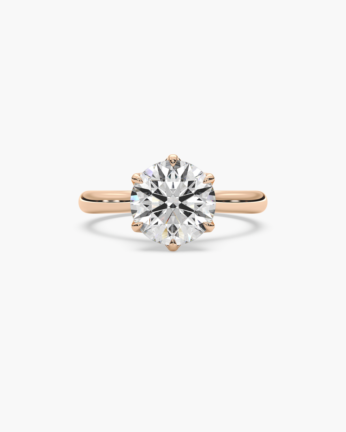 Lian Overlapping Floral round solitaire engagement ring in 18k rose gold, top view