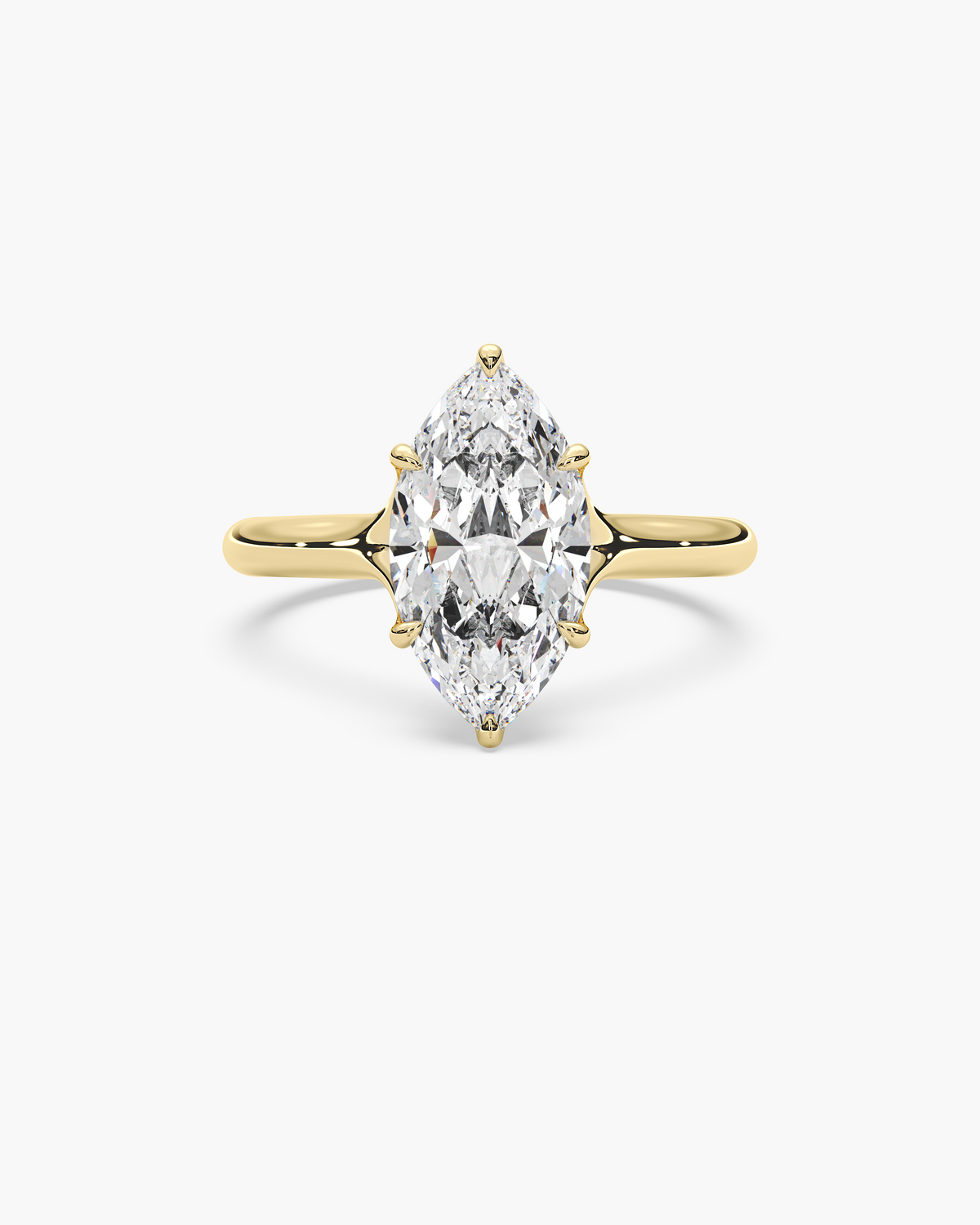 Mei Trellis marquise solitaire engagement ring in 18k yellow gold, top view