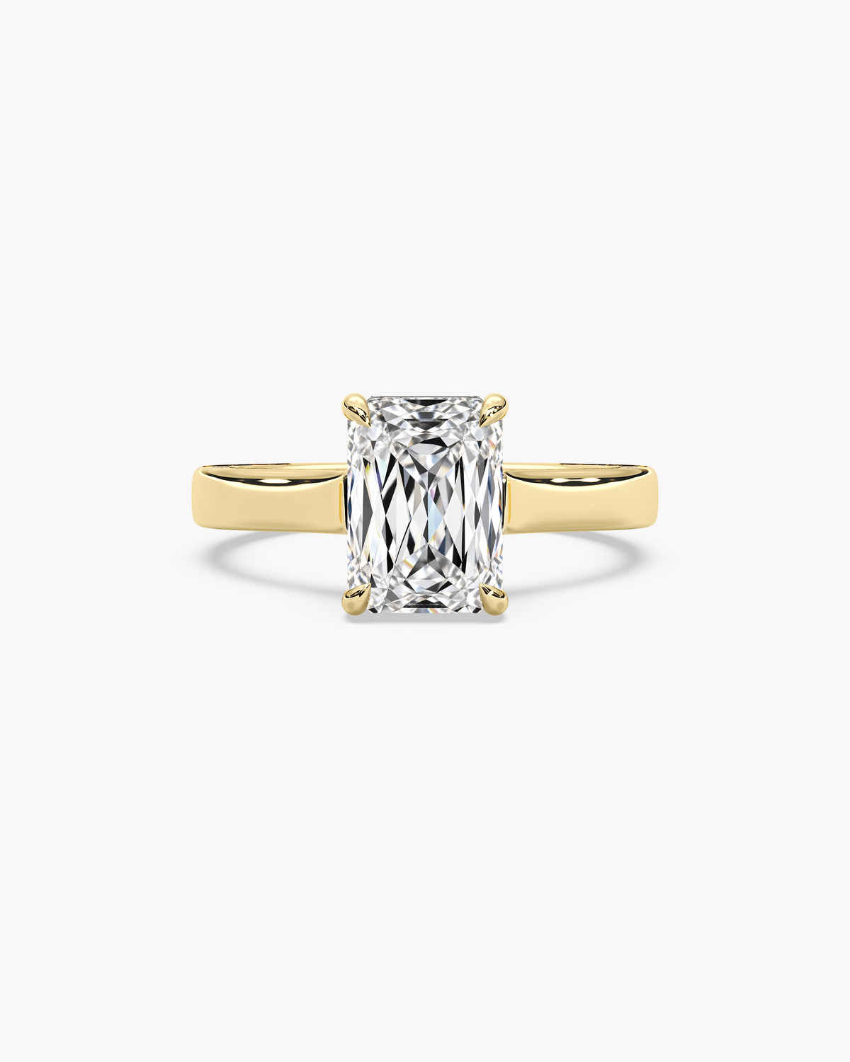 Ming Hidden Halo crisscut solitaire engagement ring in 18k yellow gold, top view