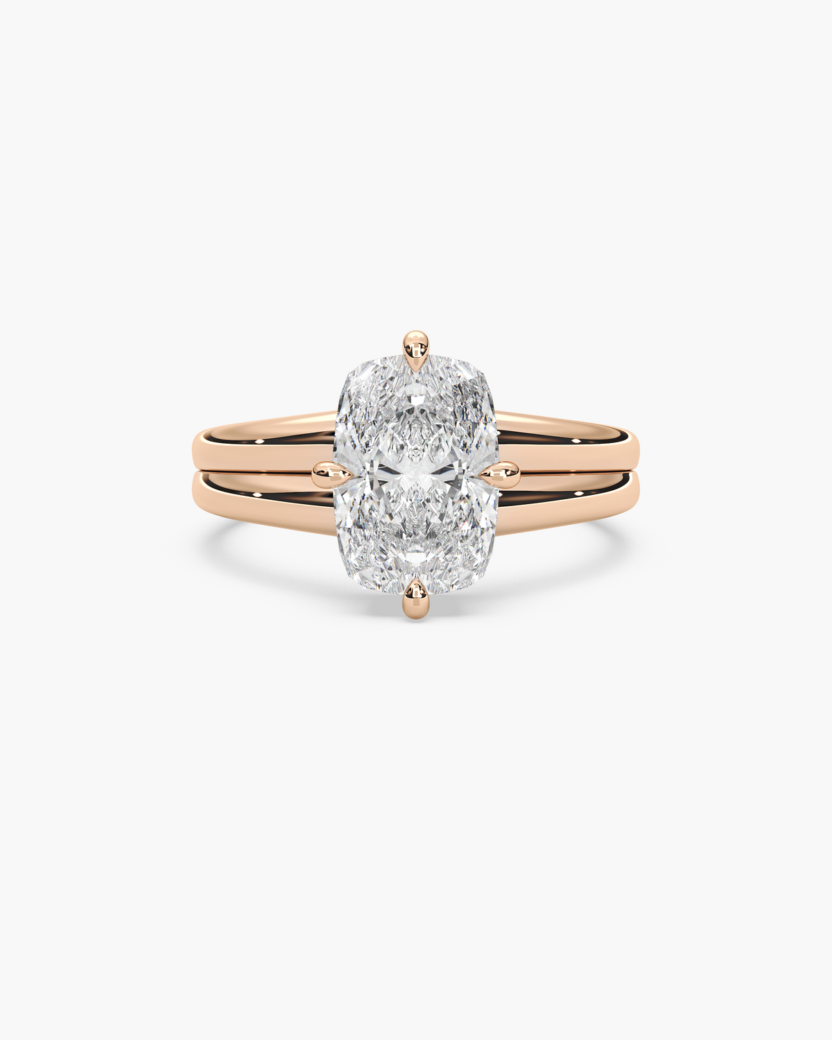 Sen Ribbed elongated cushion solitaire engagement ring in 18k rose gold, top view