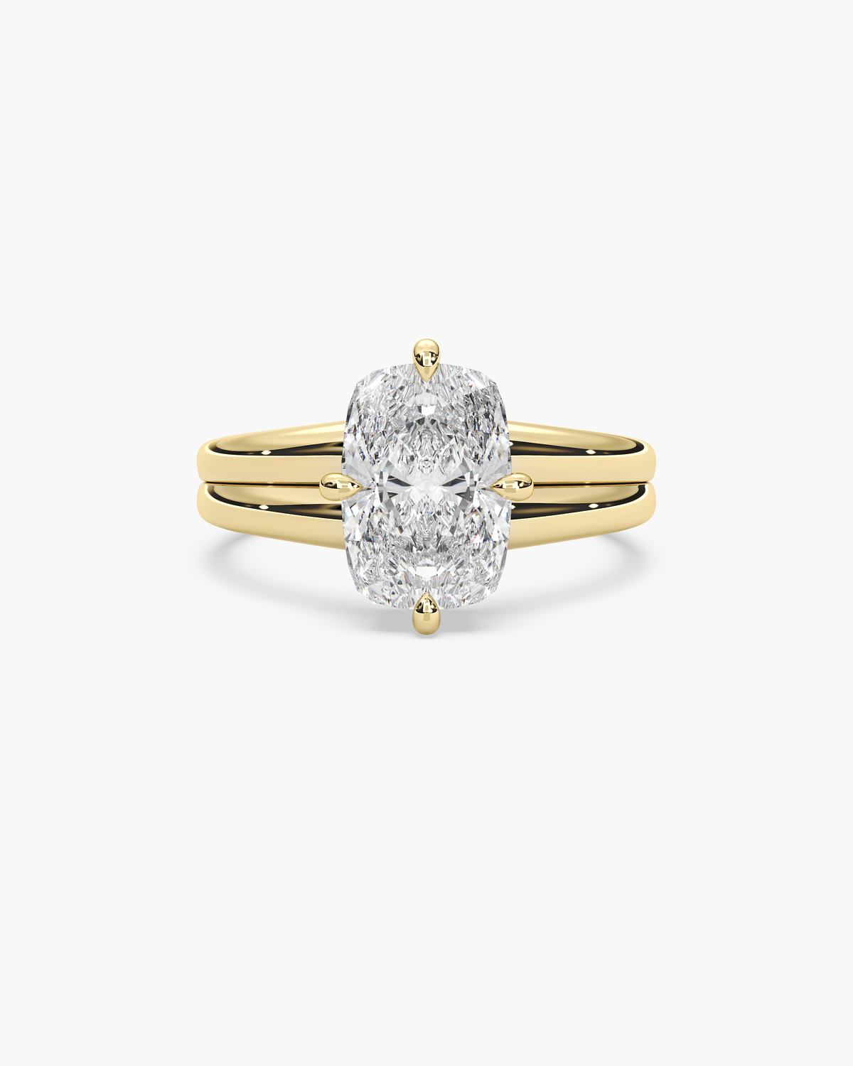 Sen Ribbed elongated cushion solitaire engagement ring in 18k yellow gold, top view
