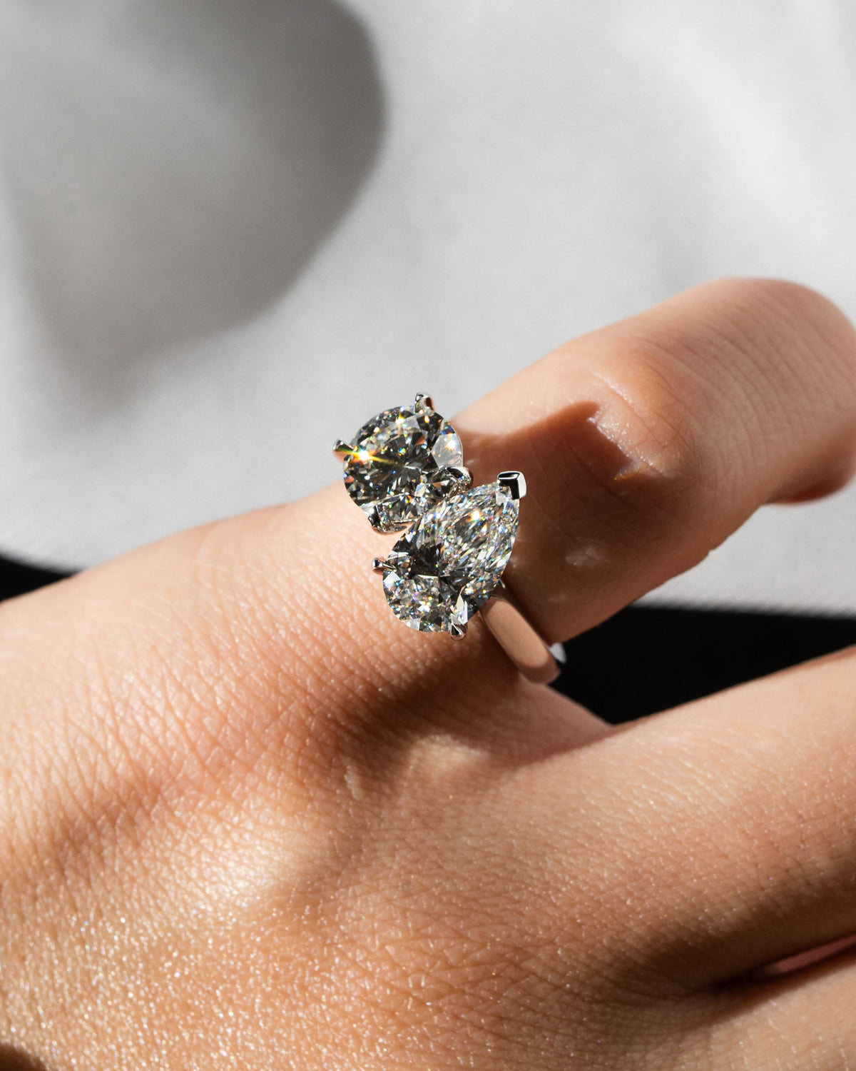 Toi et Moi Pear & Round Diamond Ring