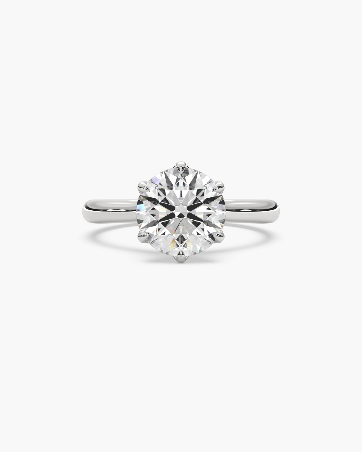 Lian Overlapping Floral round solitaire engagement ring in 18k white gold, top view
