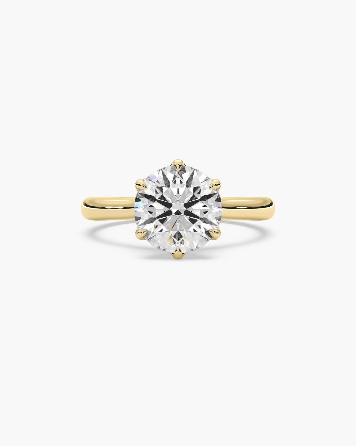Lian Overlapping Floral round solitaire engagement ring in 18k yellow gold, top view
