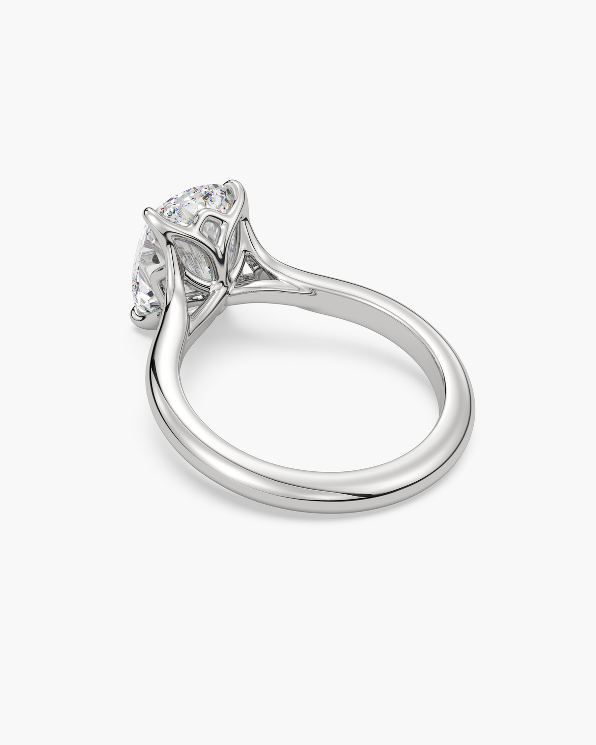 Mei Trellis elongated cushion solitaire engagement ring in 18k white gold, back angle