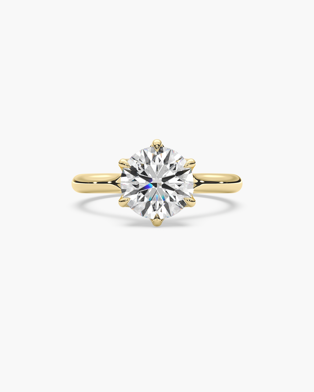 Mei Trellis round solitaire engagement ring in 18k yellow gold, top view