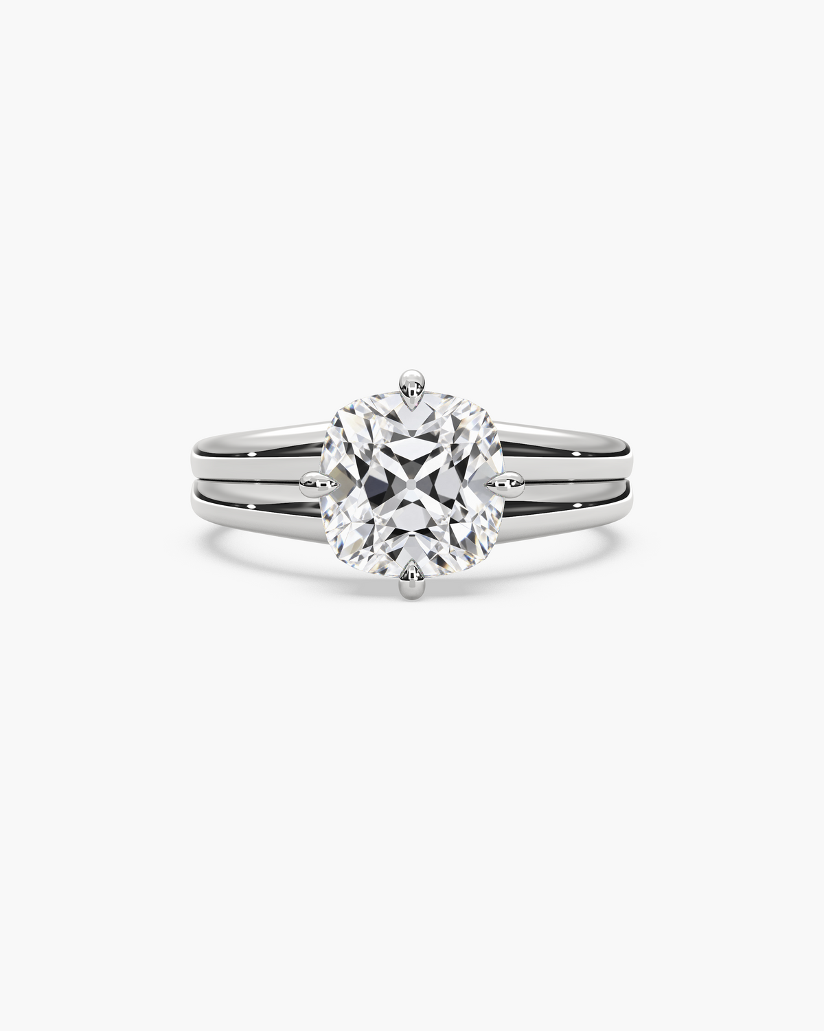 Sen (森) Ribbed Old Mine Cushion Solitaire